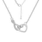 isolated silver-finish brass infinity heart chain necklace