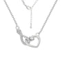 isolated silver-finish brass infinity heart chain necklace