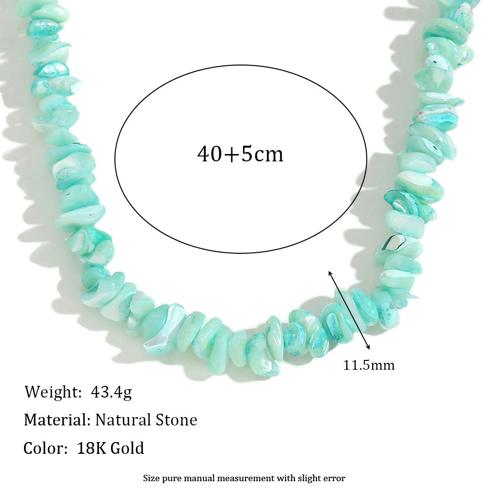Natural stone chip necklace length and bead measurement image