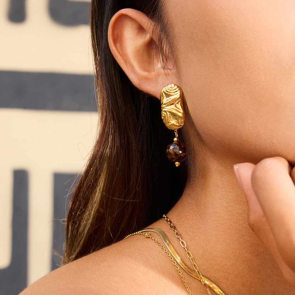 Stainless Steel Hoop and Drop Earring Collection close-up product view