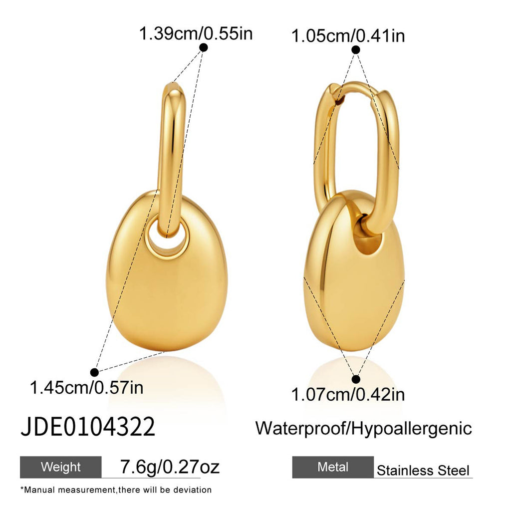 Smaller gold tone pebble drop hoop measurement reference