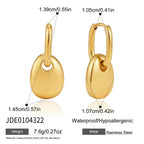Smaller gold tone pebble drop hoop measurement reference