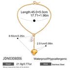 Heart Y necklace chain and vertical drop measurements