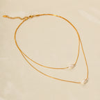 Layered Pearl-Look Stainless Steel Necklace Collection styled product view