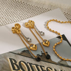 Wholesale Gold-Tone Stainless Steel Floral Tassel Drop Earrings - side profile