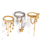 Stainless steel fringe open rings front view