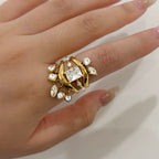 Clear accent rings styled together on a finger