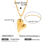 Gold-Tone Heart Stainless Steel Earrings and Necklace Collection size and proportion reference