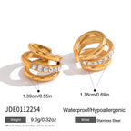 Triple-band clear-stone post earrings and dimensions