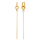 Gold-Tone Pearl-Look Tassel Stainless Steel Hoop Earrings finish and shape detail