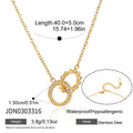 Necklace length diagram with interlocking ring and clasp details