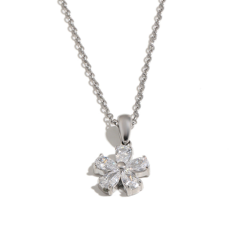 Steel color flower pendant front view