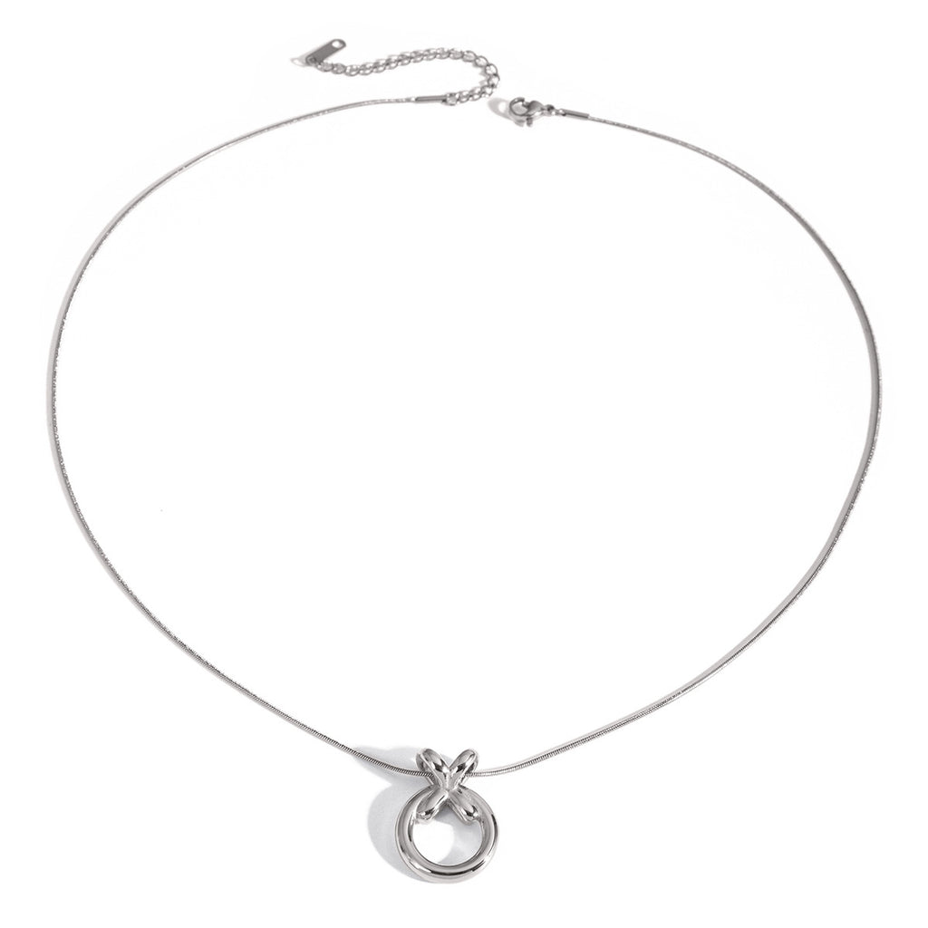 Interlocking Circle Stainless Steel Pendant Necklace Collection finish and shape detail