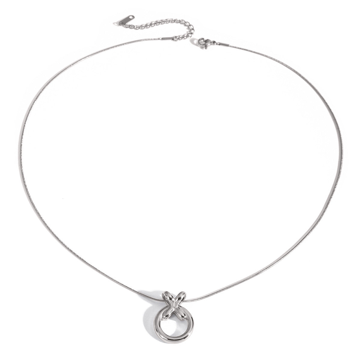 Interlocking Circle Stainless Steel Pendant Necklace Collection finish and shape detail