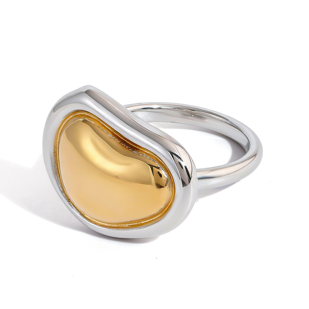 Two-Tone Sculptural Stainless Steel Ring Collection finish and shape detail