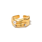 Front view of the wavy stainless steel open ring