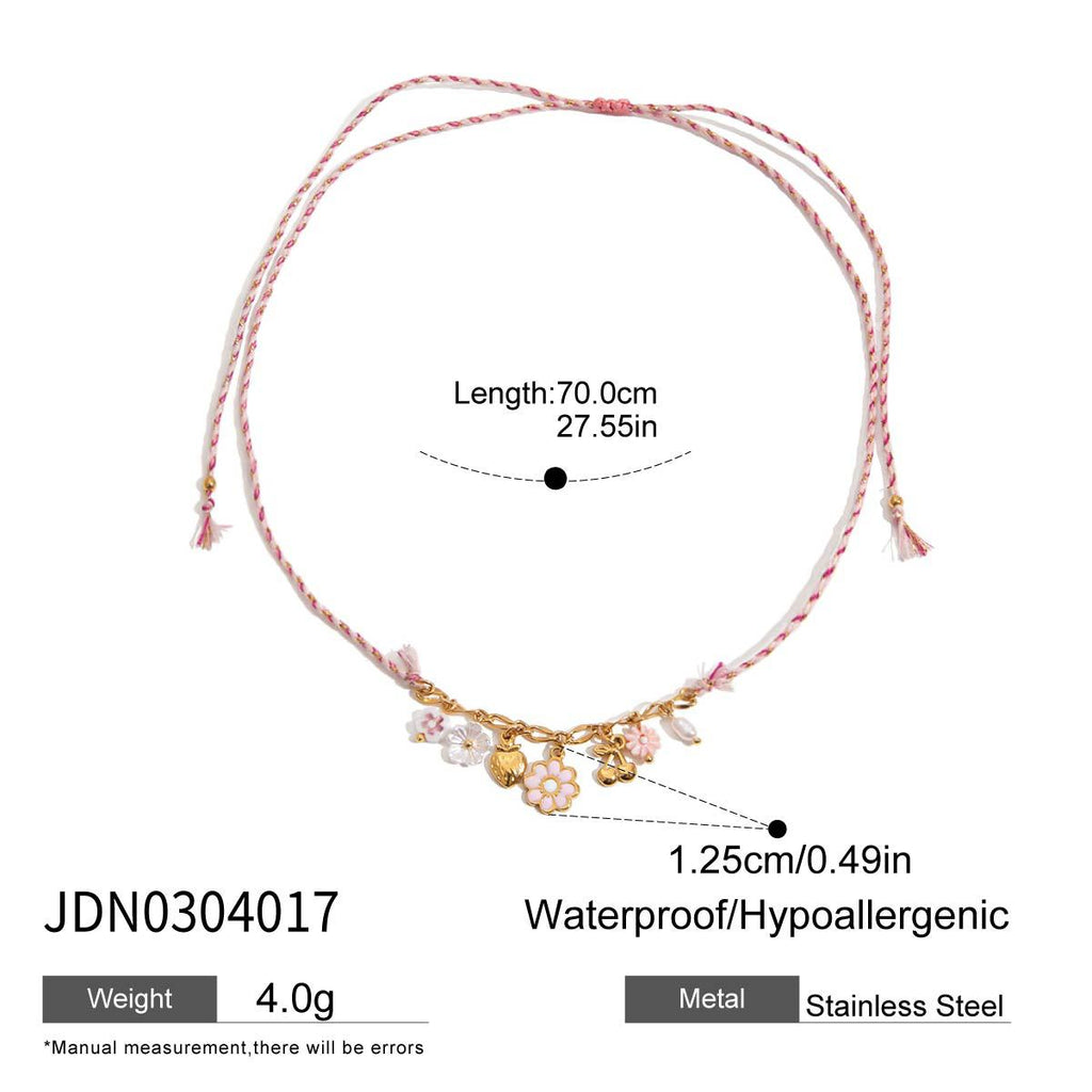 Colorful Charm Cord Stainless Steel Necklace Collection – size and variant reference