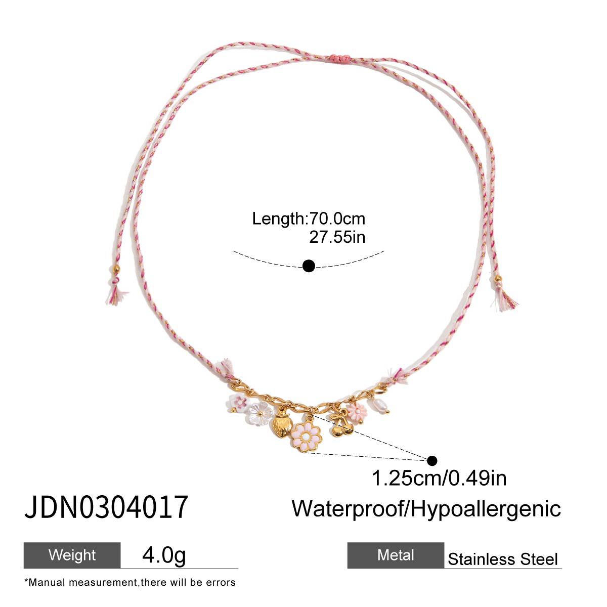 Colorful Charm Cord Stainless Steel Necklace Collection – size and variant reference