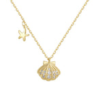 front view of gold plated 925 silver coastal pendant necklace