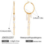Faux pearl tassel hoop dimension image showing 100.4 mm length and 34.5 mm diameter