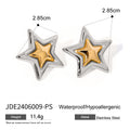 Two-Tone Sculptural Star Stainless Steel Stud Earrings size and proportion reference
