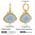 Shell-shaped drop earrings with hoop and dimensions