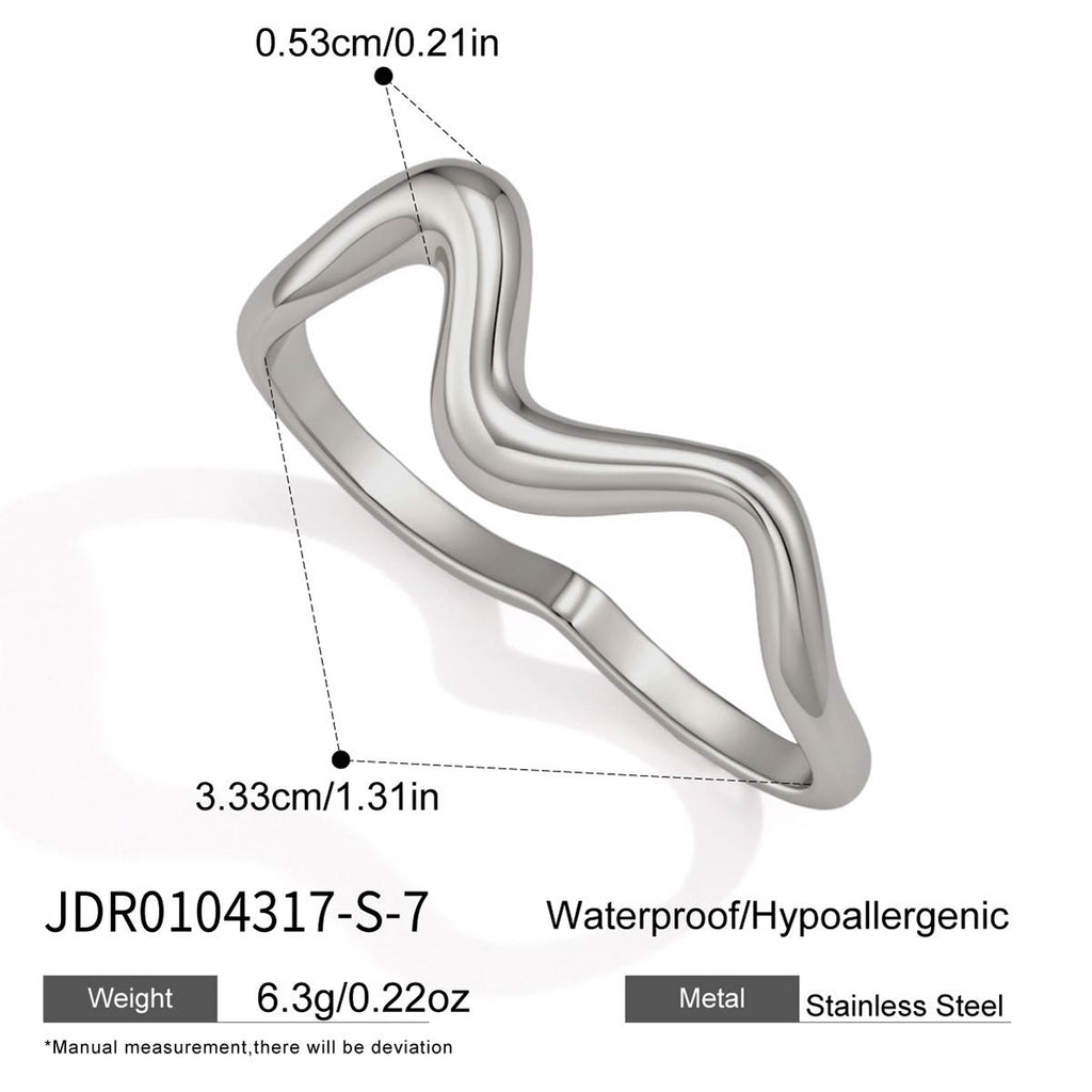 Silver tone wavy ring measurement chart