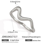 Silver tone wavy ring measurement chart