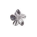 Polished Stainless Steel Textured Flower Statement Ring — flower texture close-up