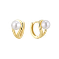 gold plated 925 sterling silver pearl twist hoop earrings — product image 6 of 9