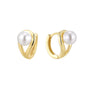 gold plated 925 sterling silver pearl twist hoop earrings — product image 6 of 9