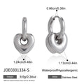 Steel color heart charm hoops with measurement guide
