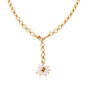 Front product view of the faux pearl flower pendant and Y drop
