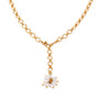 Front product view of the faux pearl flower pendant and Y drop