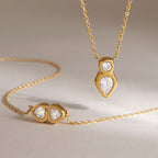 Horizontal paired stone and vertical pear pendant necklaces
