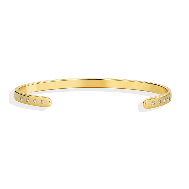 front catalog view of a smooth bangle with clear zirconia tips