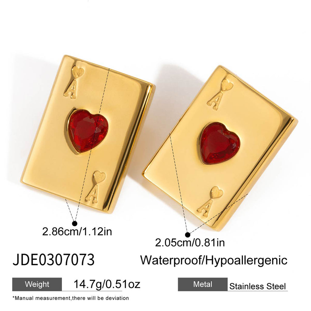 Playing Card Heart Stainless Steel Ring, Earrings and Chain Necklace — necklace link detail
