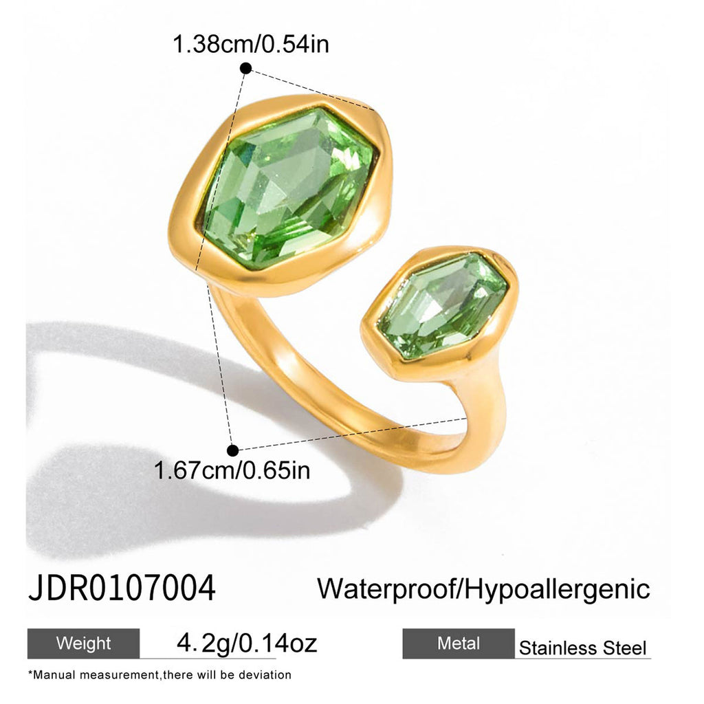 Green stone open ring measurement image