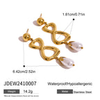 Gold-Tone Pearl-Look Infinity Stainless Steel Drop Earrings size and proportion reference