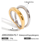 Two-Tone Sculptural Stainless Steel Ring Collection — sixth polished band option