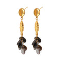 Gold plated fish earrings with shell disc fringe