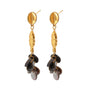 Gold plated fish earrings with shell disc fringe