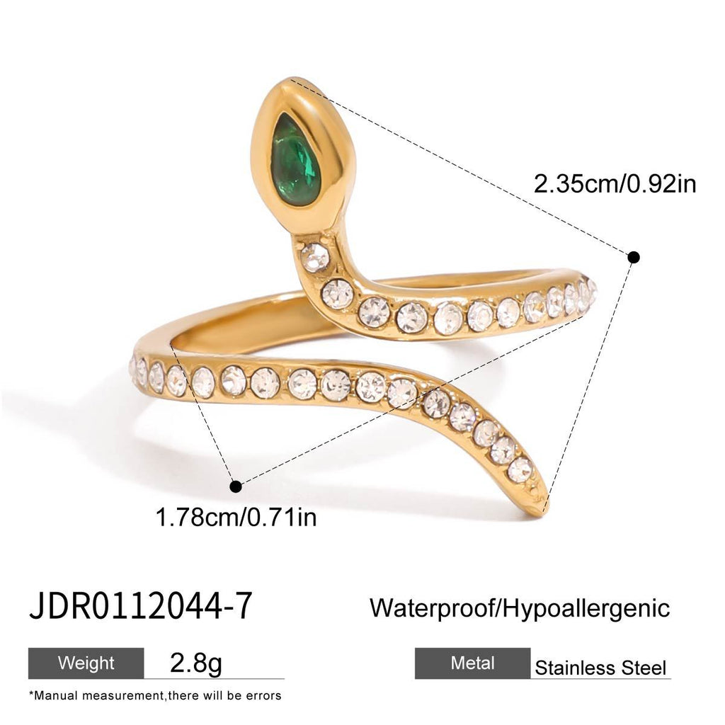 Wholesale Gold-Tone Stainless Steel Green Accent Open Ring Collection - scale reference