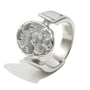 silver-finish stainless steel celestial signet ring shown at an angle