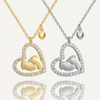 gold plated and silver-finish brass baby footprint heart necklaces