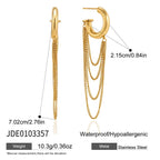 Draped chain hoop earring dimensions and material chart