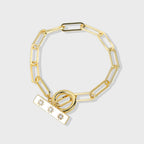 gold plated star bar toggle bracelet with elongated links