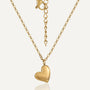 gold plated stainless steel asymmetrical heart pendant necklace