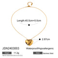 Gold-tone heart necklace with pendant and chain measurements