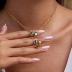 Sculptural Stainless Steel Pendant Necklace Collection styled product view
